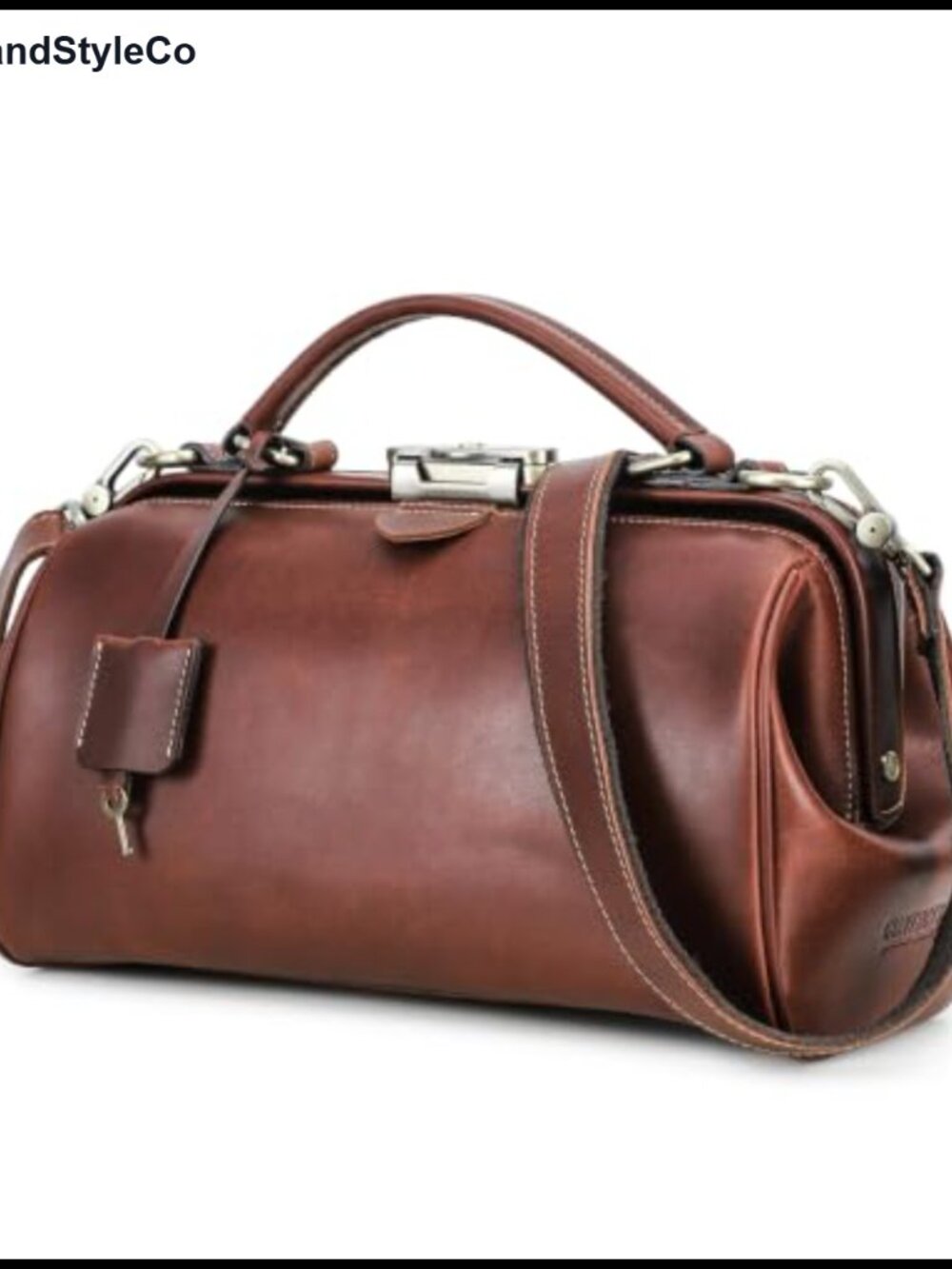 WELRO Full Grain Leather Doctor Bag Top-Handle Handbag